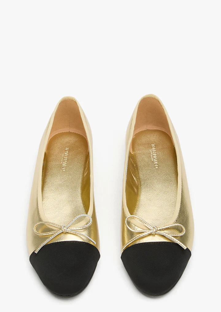 Robyn Gold Nappa/Black Grosgrain - Image 2