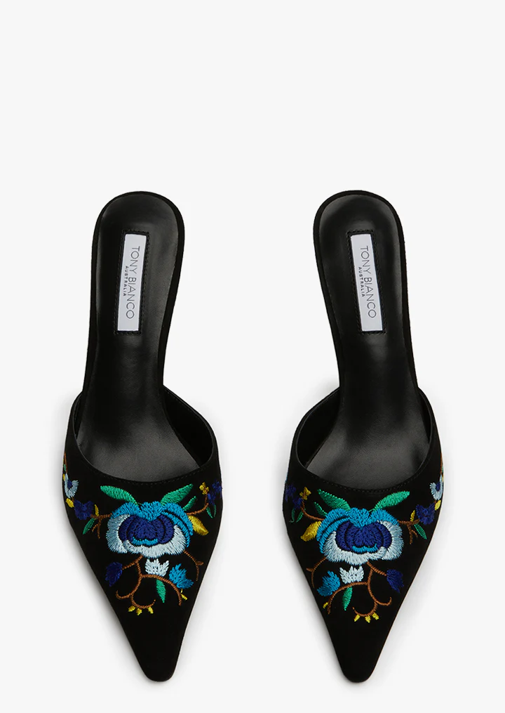 Spring Black Suede/Blue Floral - Image 3